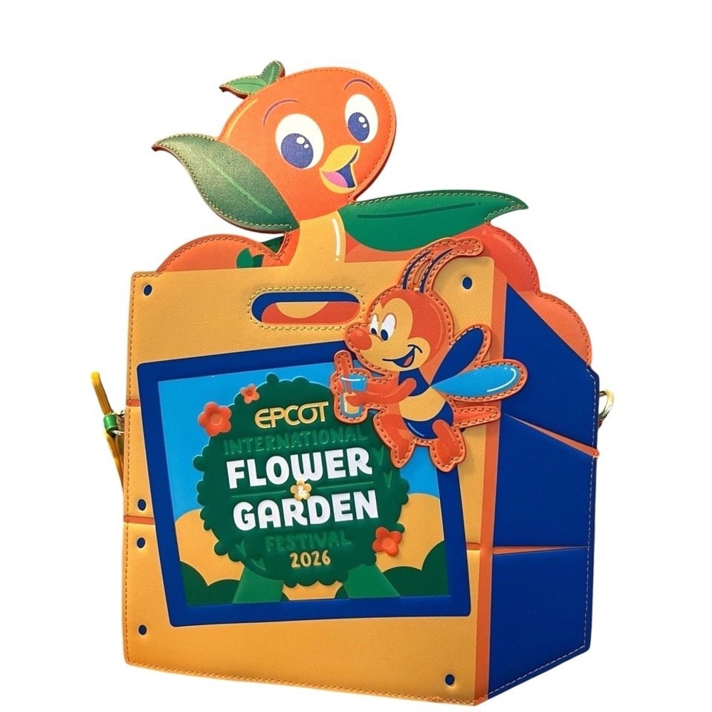 Disney Parks Loungefly 2026 Epcot Flower & Garden Orange Bird Crate Backpack NWT